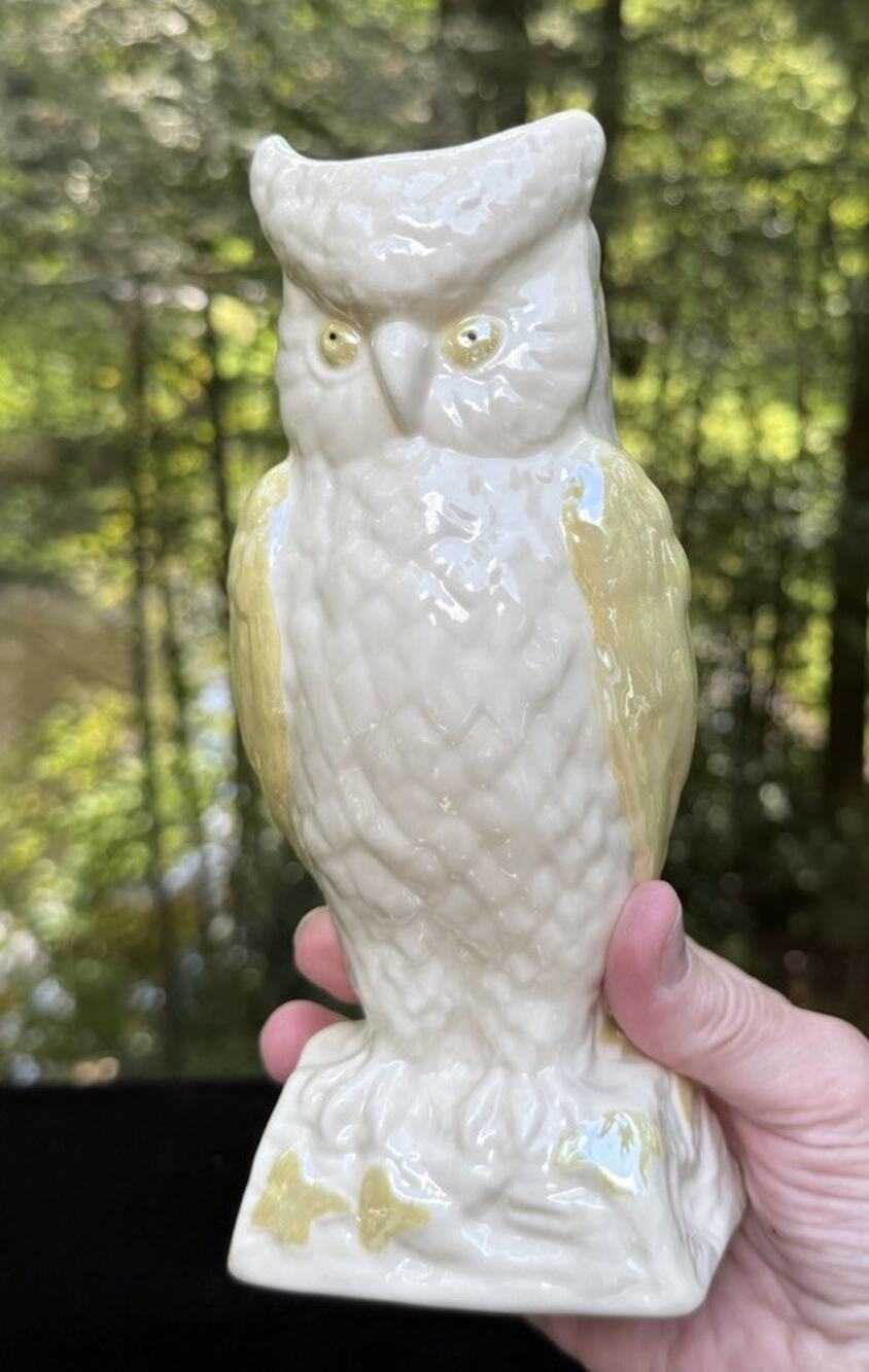 Vintage Belleek Owl Succulent Vase Ireland Early 6th Mark 1960’s Rare